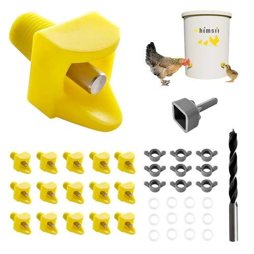 Vista 6 de Tetinas para regar pollo, montaje lateral horizontal, sistema automático de agua antifugas para aves de corral, adecuado para pollos, pato