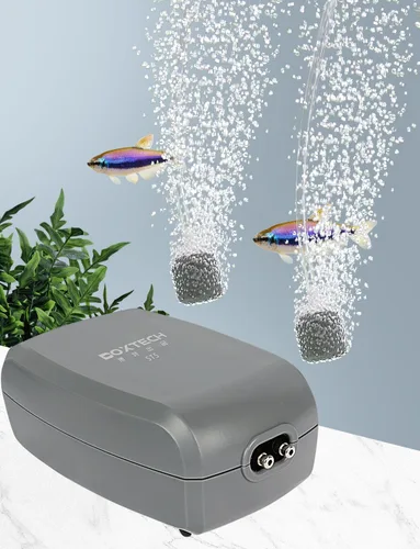 Vista 5 de UPETTOOLS Bomba de aire para acuario, color gris, bomba de aire para tanque de peces con accesorios, bomba de oxígeno de doble salida ajustable