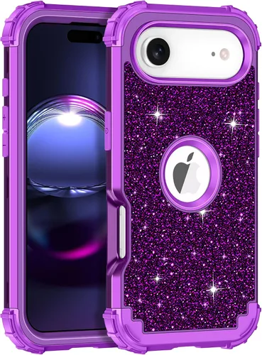 Vista 19 de LONTECT Funda para iPhone 15 Plus con purpurina brillante 3 en 1, a prueba de golpes, resistente, híbrida, resistente, funda protectora de alto