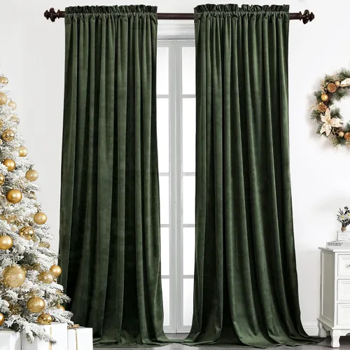 Vista 20 de Benedeco - Cortinas de terciopelo burdeos para ventana de dormitorio con pompón, cortinas de lujo súper suaves, oscurecimiento y aislamiento térmico