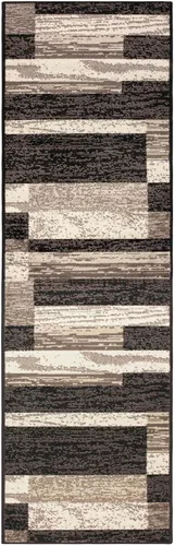 Vista 2 de Superior - Alfombra de pasillo, reverso de yute, moderna, geométrica, para dormitorio, oficina, sala de estar, entrada, suelo de madera dura