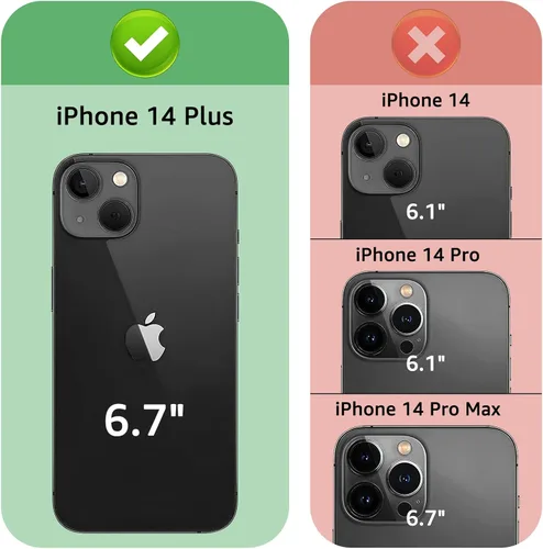 Vista 2 de XcaseBar Funda tipo cartera para iPhone 14 Plus de 6.7 pulgadas con cremallera y tarjetero de crédito [bloqueo RFID], funda de piel sintética
