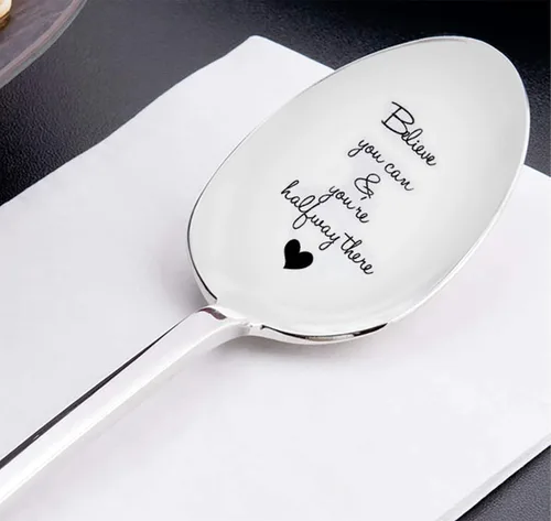 Vista 3 de Believe You Can y You 're halfway There spoon-inspirational Engraved Gift- present- Regalos para men-christmas Ideas de regalo