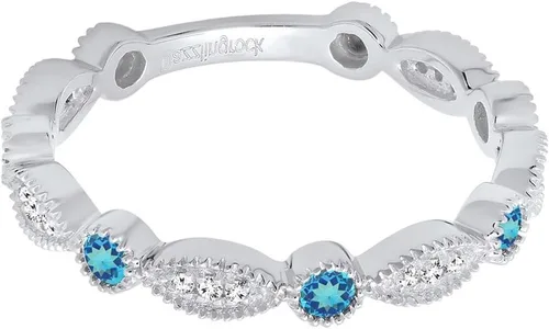 Vista 2 de Dazzlingrock Collection Anillo de boda apilable de estilo vintage de 14 quilates con piedras preciosas redondas y diamantes blancos, oro blanco