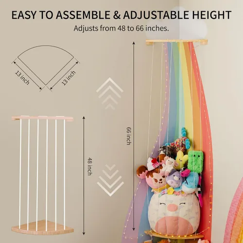 Vista 2 de PUTSKA Organizador esquinero de almacenamiento de animales de peluche, soporte para animales de peluche, almacenamiento tapado, peluches que ahorran