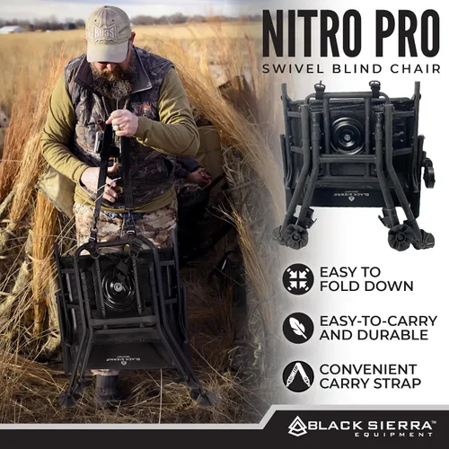 Vista 9 de Silla Giratoria de Caza Black Sierra XL – Asiento Ciego Silencioso de Servicio Pesado 360° que Soporta 300 libras, Reposabrazos Acolchados, Pies