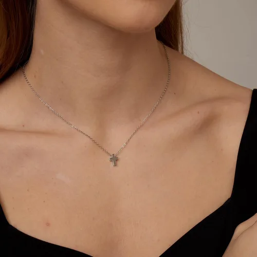 Vista 5 de 18K Gold Plated Sideways Cross Necklace for Women Stainless Steel Dainty Tiny Cross Pendant Necklace Minimalist Simple Jewelry