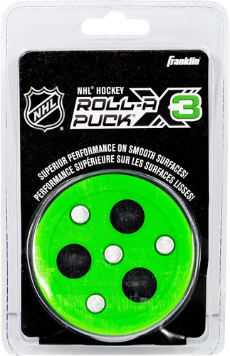 Vista 8 de Franklin Sports NHL - Disco de hockey callejero X3 Roll-a-Puck al aire libre - Disco de hockey callejero tamaño oficial - Verde