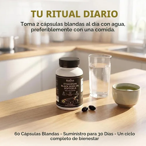Vista 7 de Cápsulas de aceite de semilla negra etíope 100% pura, 800 mg, 60