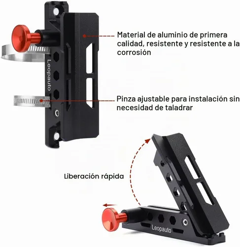 Vista 3 de Soporte universal para extintor de incendios, barra de liberación Negro