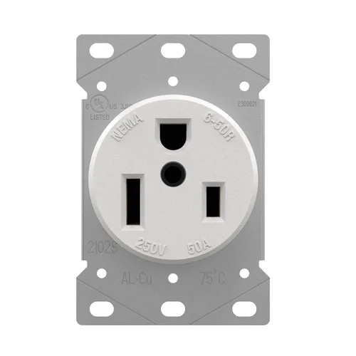 Vista 12 de AIDA Receptáculo de Alimentación de Montaje Empotrado de 30A 250V, NEMA 6-30R, Toma de Corriente de Cuchilla Recta Certificada por UL, con Placa
