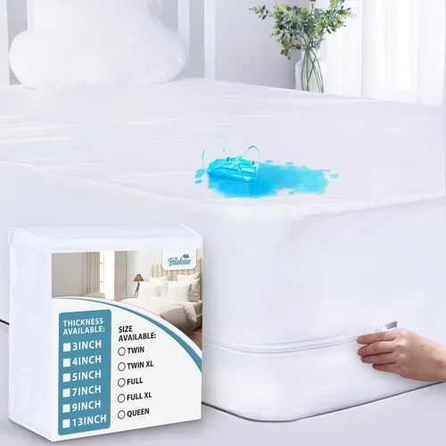 Vista 8 de Protección de colchón con zíper para cama individual impermeable (4/5/7/9 pulgadas), funda para colchón de 6 lados con zíper, compatible con Amazon