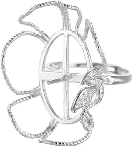Vista 5 de Base de anillo de plata de ley 925 ajustable para anillo de piedras preciosas irregulares, ajuste de búsqueda en blanco, fabricación de joyas hechas
