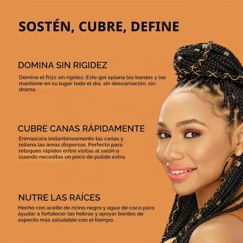 Vista 2 de African Pride Black Castor Miracle Hold & Cover Edge Gel para el cabello con aceite de ricino negro y control de bordes de agua de coco