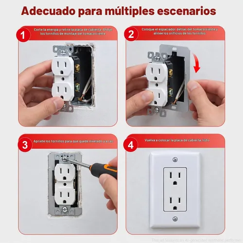 Vista 4 de Espaciador de placa de pared,Separadores de salida para caja eléctrica 20PZAS