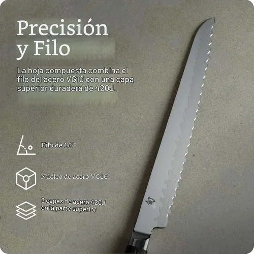 Vista 3 de Shun Sora - Cuchillo para pelar, Pan, 9 pulgadas, Metálico