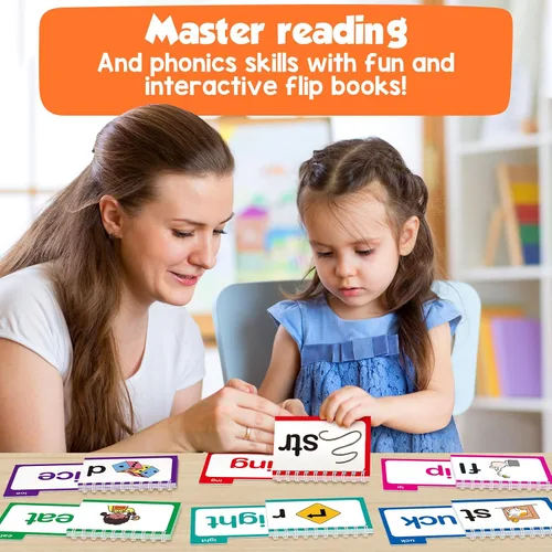 Vista 5 de Tarjetas Didácticas de Fonética Libro de Construcción de Familias de Palabras, Aprende a Leer 30 Libros de Volteo de Lectura y Rima, Tarjetas