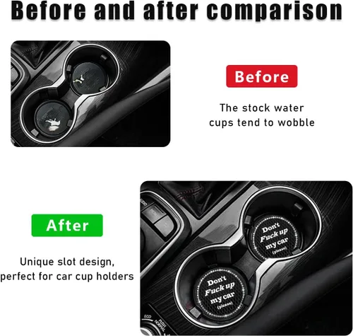 Vista 5 de 2 piezas posavasos brillantes para coche, 2.75 pulgadas insertos antideslizantes para portavasos, posavasos de cristal con diamantes de imitación