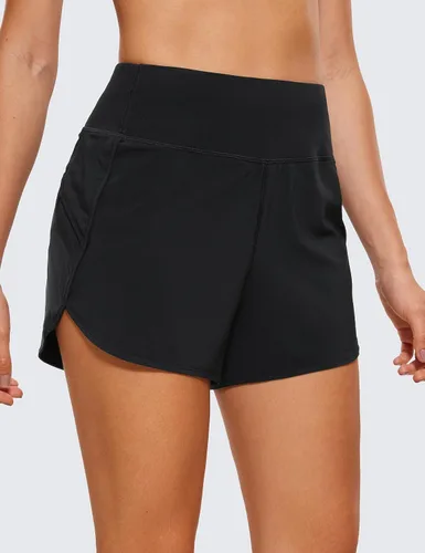 Vista 2 de Crz Yoga Pantalones cortos, ligeros, entrenamiento deportivo, para mujer, forro de 2.54 pulgadas, secado rápido, pantalones cortos de elastano
