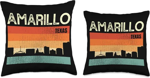 Vista 3 de Amarillo TX USA Flag Souvenir Amarillo Texas Town Skyline - Almohada (16 x 16 pulgadas), multicolor