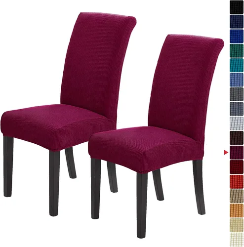 Vista 57 de Juego de 2 fundas para sillas de comedor, fundas elásticas para sillas de comedor, fundas para sillas de cocina de jacquard texturizadas, decoración