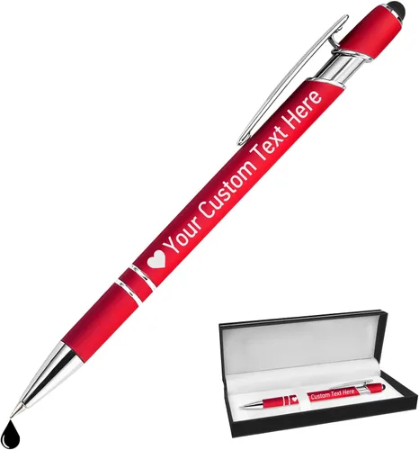Vista 86 de STREADVE Bolígrafos personalizados personalizados con nombre grabado, logotipo, texto, bolígrafos de escritura suave, regalo personalizado para Negro