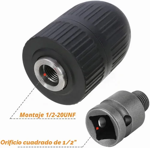 Vista 5 de Mesee Adaptador de portabrocas sin llave de capacidad de 0.079-0.512 in, herramienta de conversión de cambio rápido de impacto de rosca de montaje