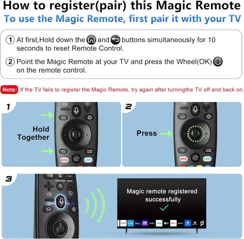 Vista 4 de Voice Magic - Control remoto para LG TV de repuesto con batería