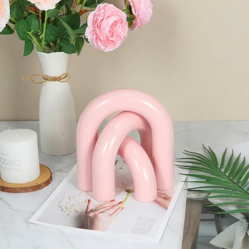 Vista 3 de HMASYO 3 piezas de estatua de objetos decorativos de arco rosa, estantería de mesa auxiliar, decoración estética para sala de estar, dormitorio