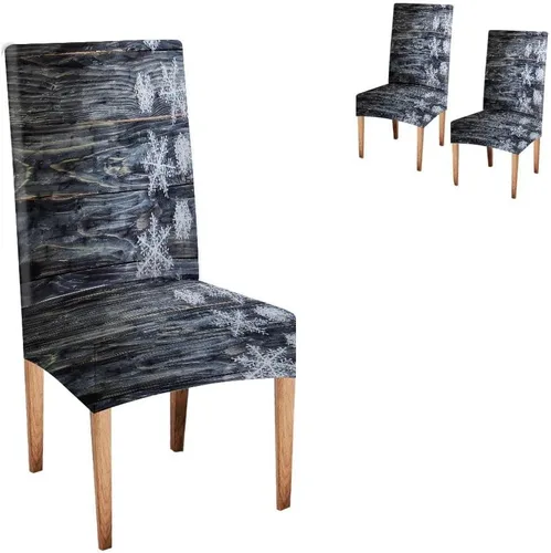 Vista 253 de CAPSCEOLL Christmas Dining Chair Covers,Snowflakes Festive Winter Pattern Stretch Chair Covers for Dining Room Set of 2 Washable Spandex Parson