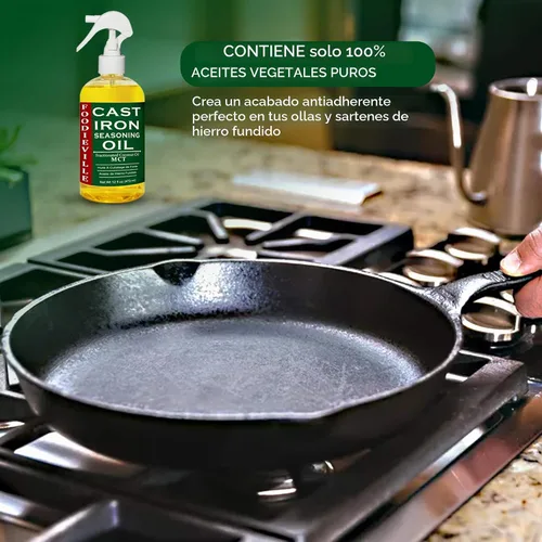 Vista 6 de Creation Farm - Acondicionador antiadherente de aceite de hierro fundido para condimentos, planchas, parrillas de barbacoa, parrillas planas, hornos