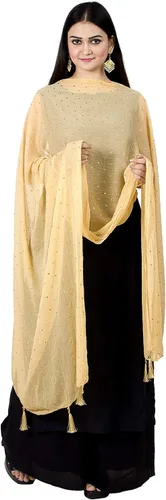 Vista 18 de Chandrakala Chal Dupatta de gasa para mujer, chal envolvente Chunni, beige (D191-P)