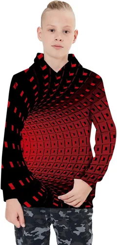 Vista 2 de AIDEAONE - Sudadera con capucha para niños y niñas de 6 a 16 años con estampado 3D y bolsillo, estilo casual