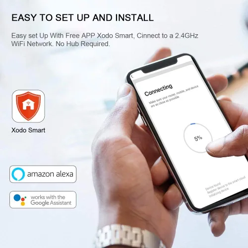 Vista 4 de XODO WP3 Smart WiFi Plug – Control remoto inalámbrico por aplicación compatible con Alexa y Google Home Assistant 2.4 GHz red solamente – Control