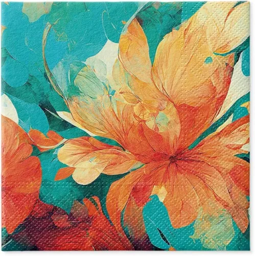 Vista 18 de Servilletas de papel de flores de primavera y verano, tamaño almuerzo, desechable, 20 unidades, 13 x 13 pulgadas (desplegadas) (Bird of Paradise)