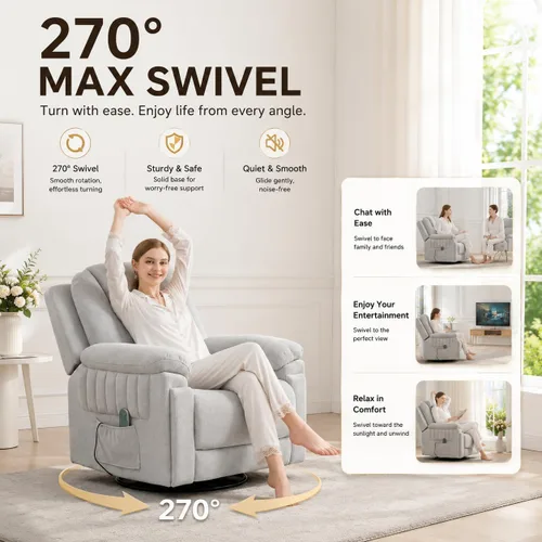 Vista 7 de Silla reclinable mecedora eléctrica automática con 3 velocidades