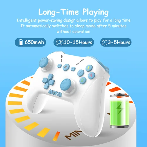 Vista 5 de Bluetooth Controller Wireless for SwitchPhonePCAndroidIOSMACTV, Remote Game Controller with Custom Programmable ButtonWake UpTurboScreenshotGyro