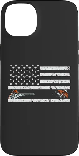 Vista 15 de Funda para iPhone 16 Orgullosa Bandera Americana Retro - Skeet Trap Clay Shotgun Shooting Case