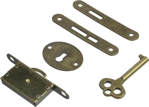 Vista 3 de T Tulead Cerraduras de bronce mini caja de embutir decorativas antiguas cerraduras de caja de joyería cerradura de gabinete de reemplazo 2