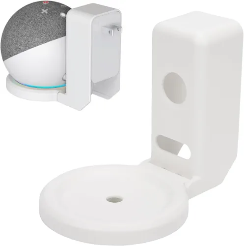 Vista 6 de Soporte de pared apto para Dot 4 5, diseño de ahorro de espacio, gestión de cables, material ABS, altavoz inteligente ABS que ahorra espacio, Blanco