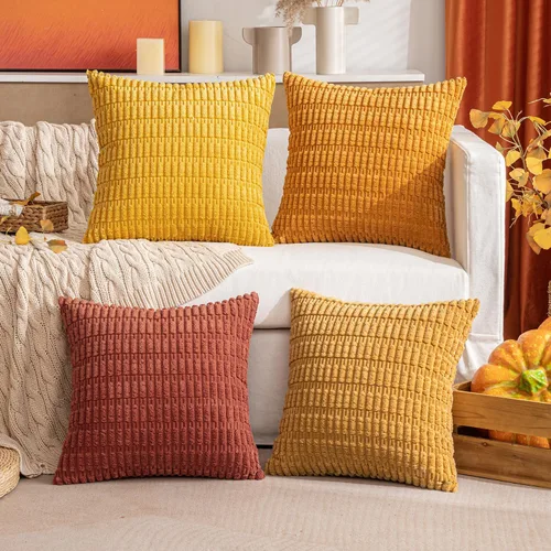 Vista 30 de MIULEE Paquete de 4 fundas de almohada decorativas neutras de 16 x 16 pulgadas para sofá, sala de estar, cama, estilo rústico, granja, bohemio