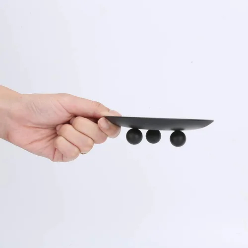 Vista 4 de Portavelas decorativo de hierro negro, juego de 3, soporte de vela para velas LED y cera