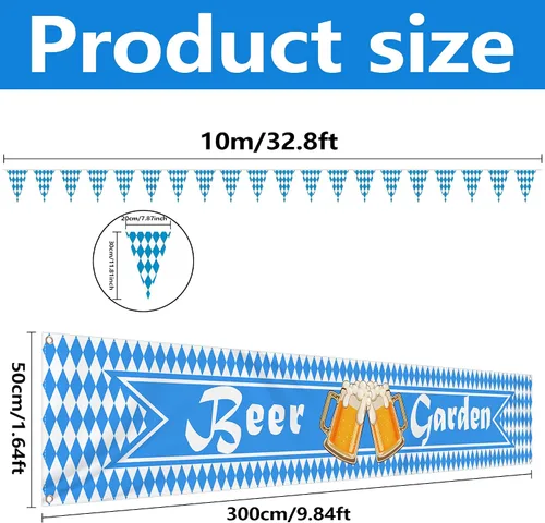Vista 2 de Oktoberfest Bavarian Pennant Banner – Letrero de jardín de cerveza de tela para fiesta de Oktoberfest, suministros de decoración de festivales