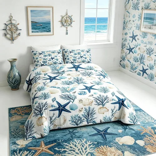 Vista 32 de Juego de edredón Lake Home Camper tamaño King, juego de ropa de cama náutica con ancla para niños, niñas, niños, adultos, decoración de dormitorio