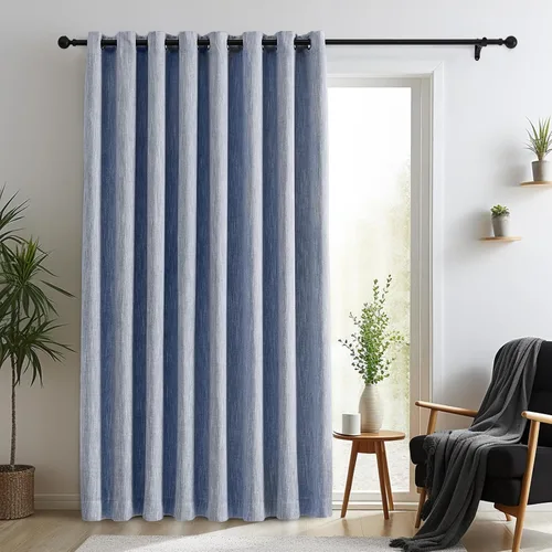 Vista 35 de Melodieux Elegantes cortinas opacas de algodón para oscurecer la habitación, para sala de estar, dormitorio, con aislamiento térmico, paneles