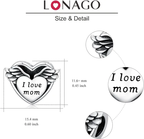 Vista 5 de LONAGO Abalorio personalizado con foto de plata de ley 925 con diseño de hueso de perro para pulsera