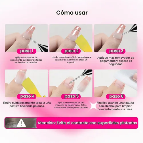 Vista 9 de Pegamento de uñas de 0.51 onzas para uñas a presión con removedor de pegamento de uñas de 0.7 onzas líquidas y herramienta, no necesita luz UV