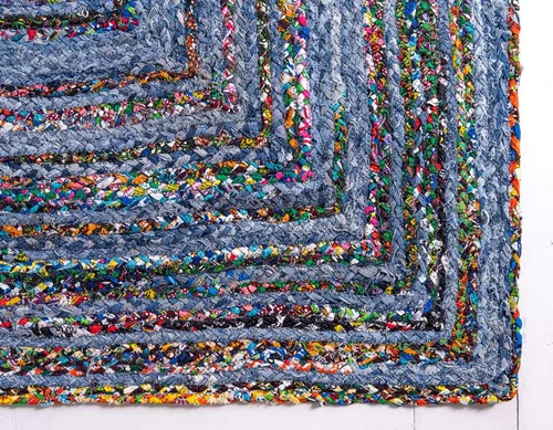 Vista 9 de Unique Loom Trenzado Chindi Collection - Alfombra casual moderna azul/azul oscuro (2' 0 x 3' 0)