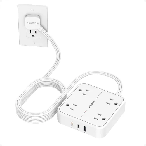 Vista 20 de TESSAN Cable de extensión plano protector de sobretensiones de 1 pie