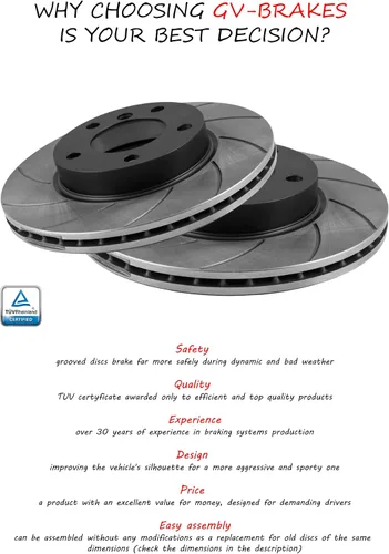 Vista 6 de Grooves GT Sport - Rotores de disco de freno compatibles con DAEWOO SSANGYONG KORANDO KJ 1996-2706GVS - Delantero - ventilado - Agujeros 6